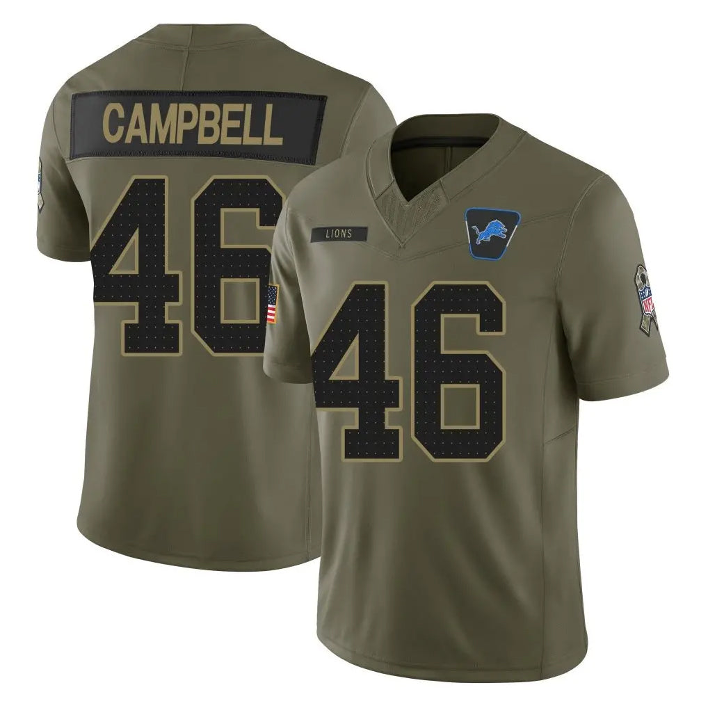 Davalo D.Lions #46 Jack Campbell Player Olive 2025 Salute To Service Limited Home Game Stitched Jerseys