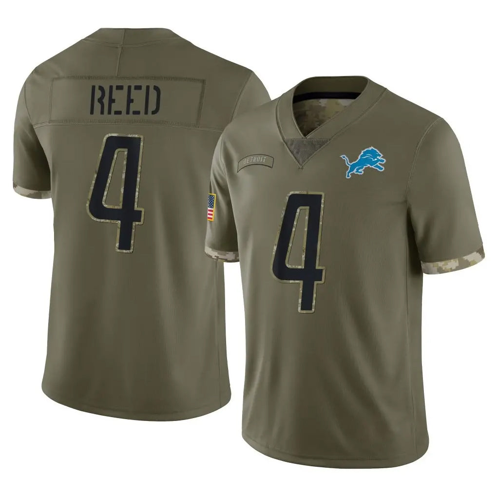 Davalo D.Lions #4 D.J. Reed Player Olive Salute To Service Limited Stitched Jerseys