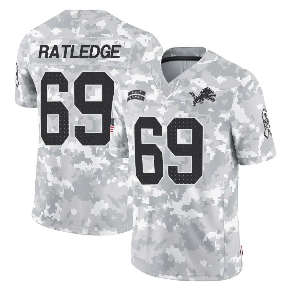 Davalo D.Lions #69 Tate Ratledge Player Arctic Camo Salute To Service Limited Stitched Jerseys