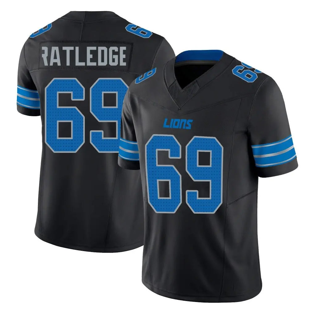 Davalo D.Lions #69 Tate Ratledge Player Black Alternate Vapor F.U.S.E. Limited Home Game Stitched Jerseys