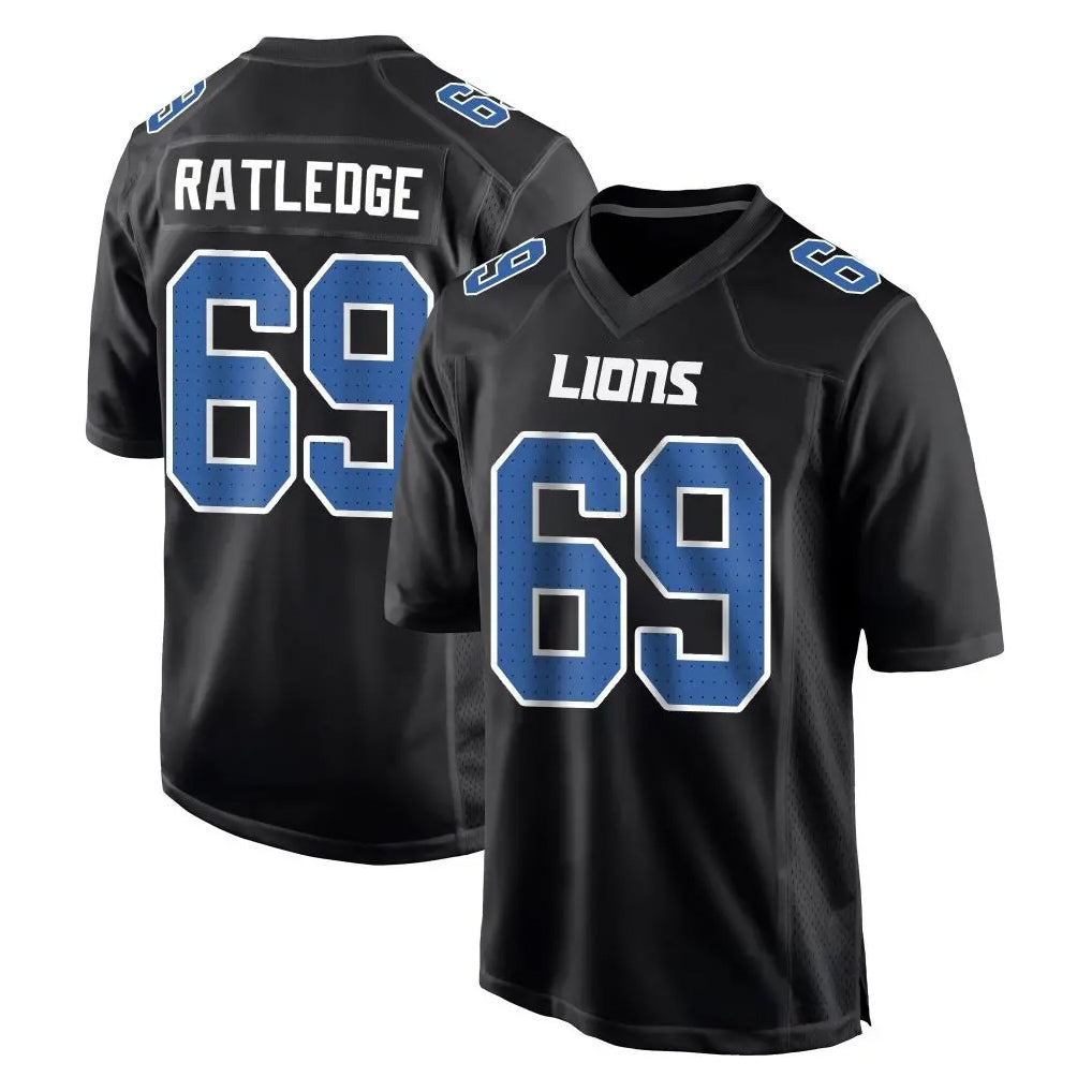 Davalo D.Lions #69 Tate Ratledge Player Black Fashion Home Game Stitched Jerseys