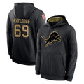 Davalo D.Lions #69 Tate Ratledge Player Black Salute to Service Hoodies Limited Game Stitched Jerseys