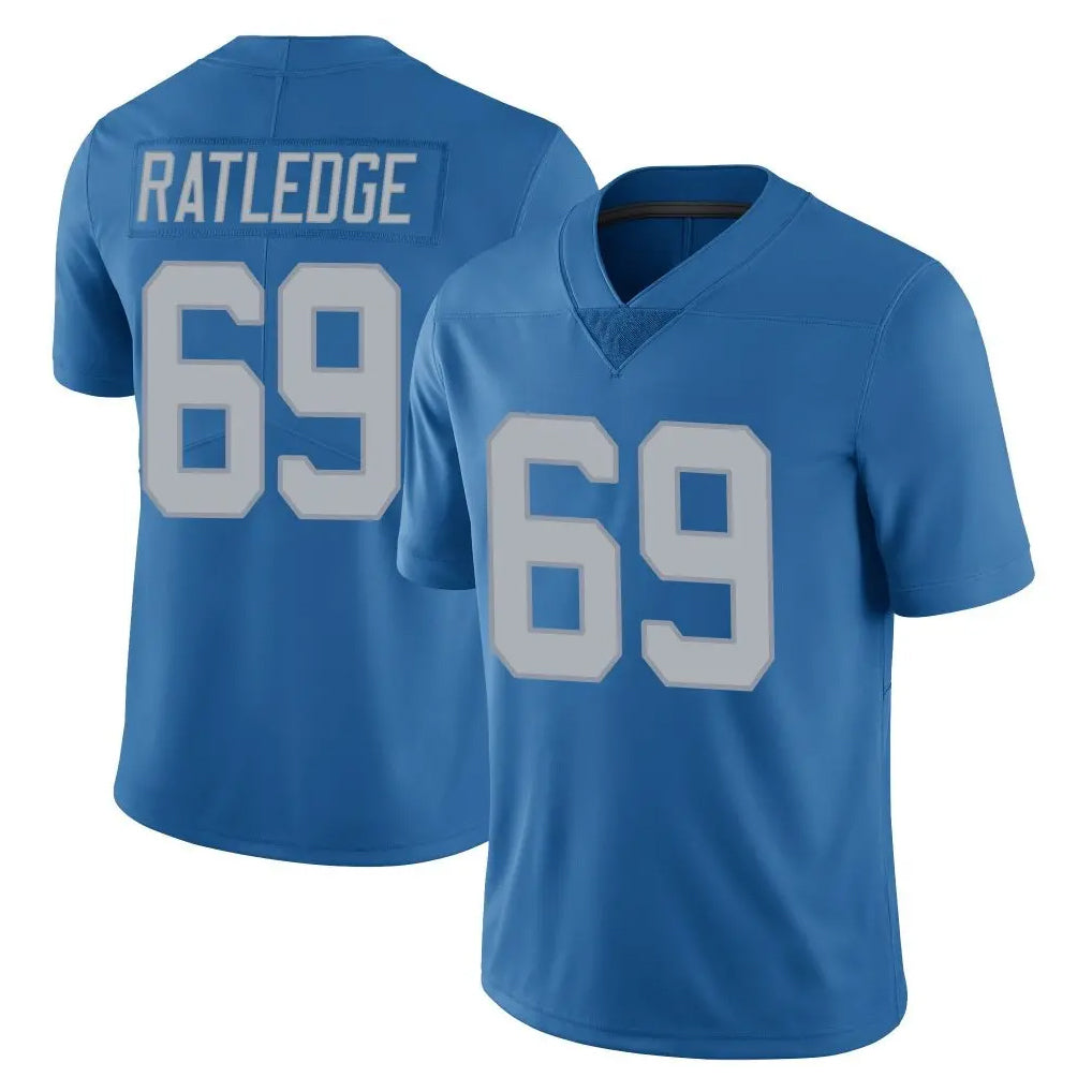 Davalo D.Lions #69 Tate Ratledge Player Blue Limited Throwback Vapor Untouchable Stitched Jerseys