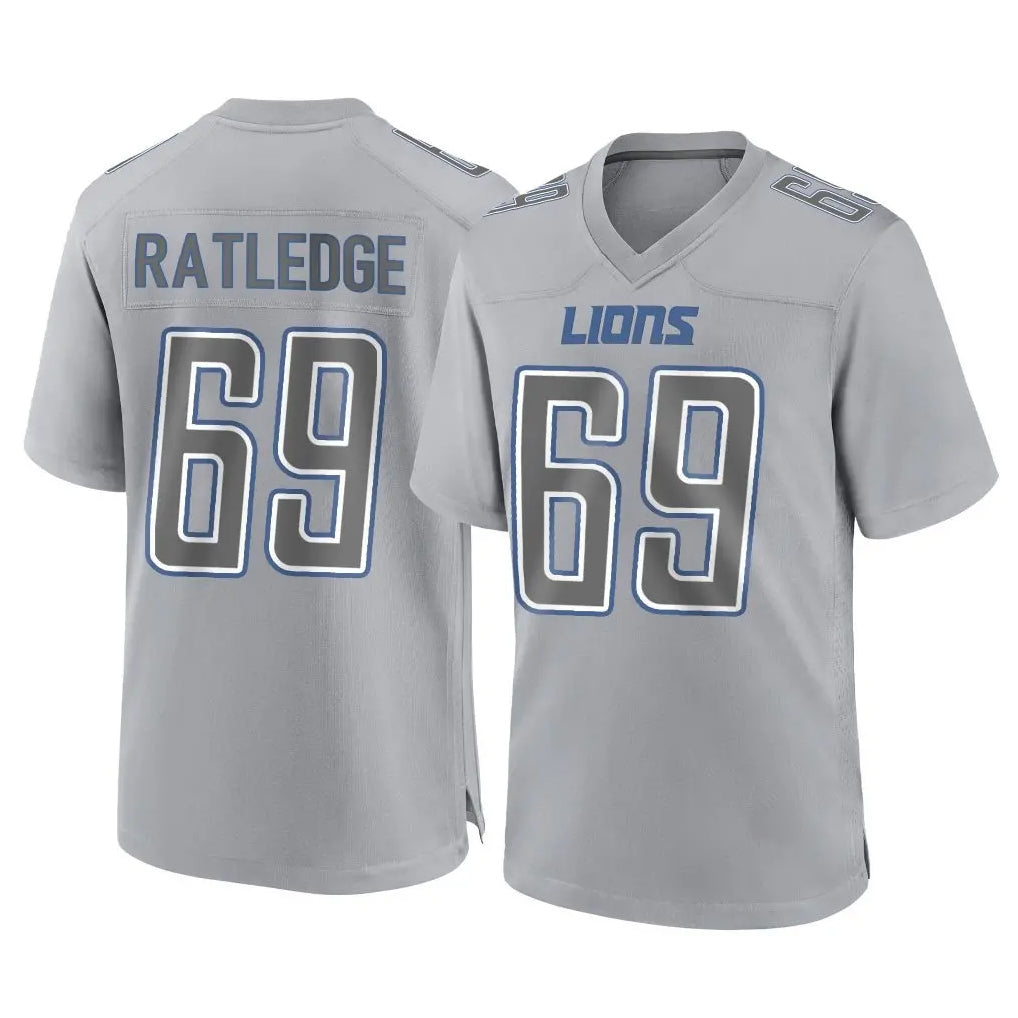 Davalo D.Lions #69 Tate Ratledge Player Gray Atmosphere Fashion Home Game Stitched Jerseys
