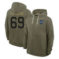 Davalo D.Lions #69 Tate Ratledge Player Olive Salute to Service Pullover Hoodies Limited Stitched Jerseys