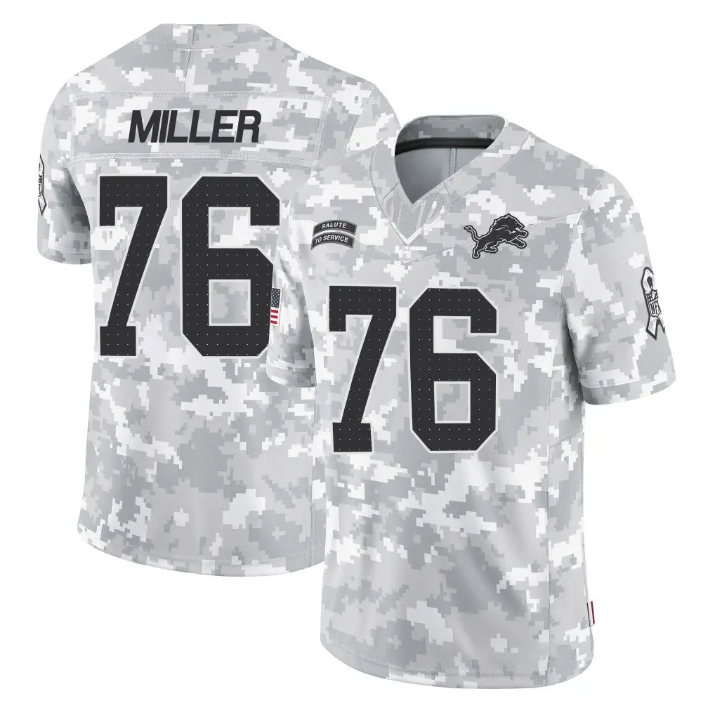 Davalo D.Lions #76 Blake Miller Player Arctic Camo Salute To Service Limited Stitched Jerseys