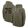 Davalo D.Lions #76 Blake Miller Player Olive Salute to Service Pullover Hoodies Limited Stitched Jerseys