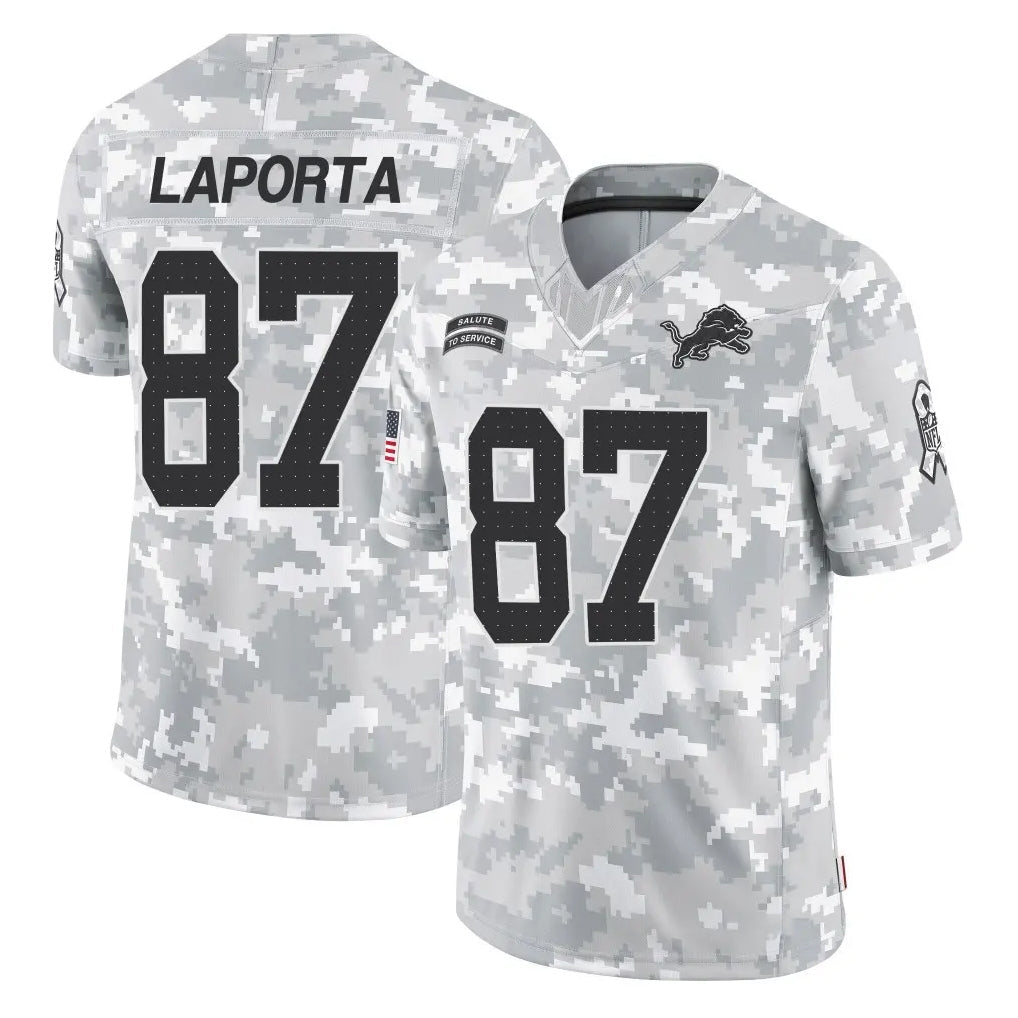 Davalo D.Lions #87 Sam LaPorta Player Arctic Camo Salute To Service Limited Stitched Jerseys