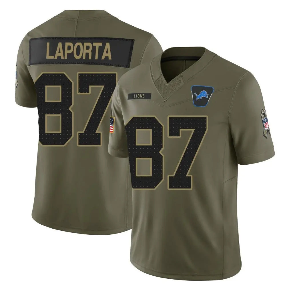 Davalo D.Lions #87 Sam LaPorta Player Olive 2025 Salute To Service Limited Home Game Stitched Jerseys