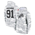 Davalo D.Lions #91 Tyleik Williams Player Arctic Camo Salute to Service Hoodies Limited Game Stitched Jerseys