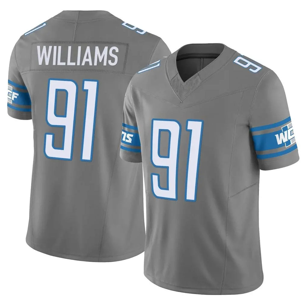 Davalo D.Lions #91 Tyleik Williams Player Gray Vapor F.U.S.E. Limited Home Game Stitched Jerseys