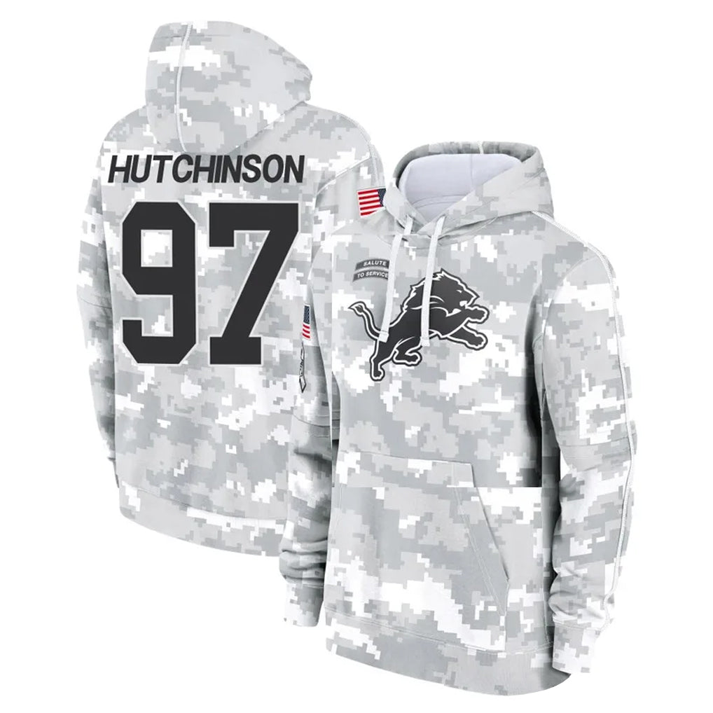 Davalo D.Lions #97 Aidan Hutchinson Player Arctic Camo Salute to Service Hoodies Limited Game Stitched Jerseys
