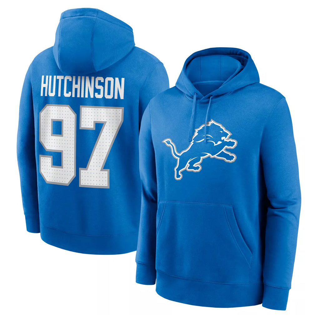 Davalo D.Lions #97 Aidan Hutchinson Player Blue Salute to Service Pullover Hoodies Limited Stitched Jerseys