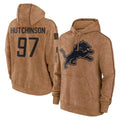 Davalo D.Lions #97 Aidan Hutchinson Player Brown Salute to Service Hoodies Limited Game Stitched Jerseys