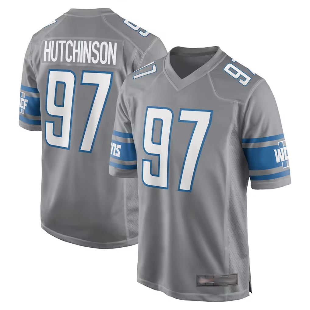 Davalo D.Lions #97 Aidan Hutchinson Player Gray Home Game Stitched Jerseys