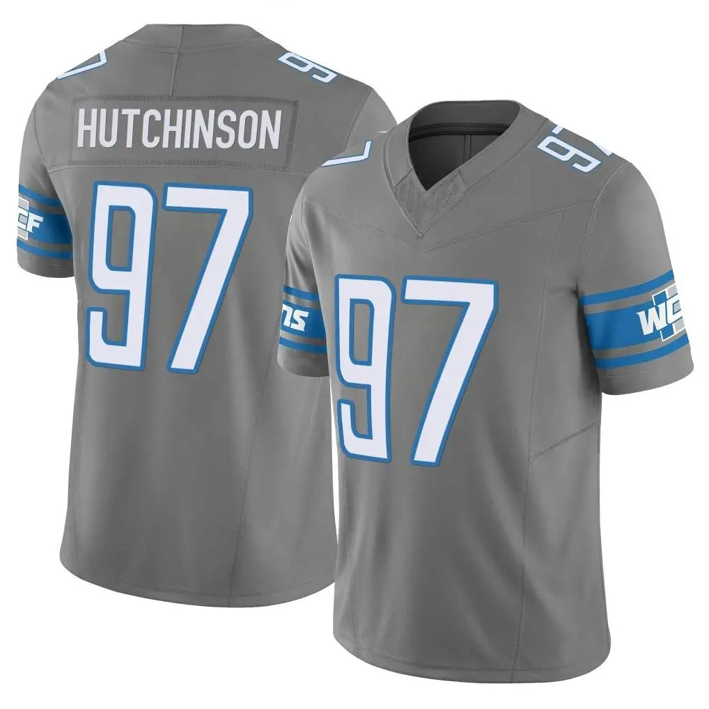 Davalo D.Lions #97 Aidan Hutchinson Player Gray Vapor F.U.S.E. Limited Home Game Stitched Jerseys