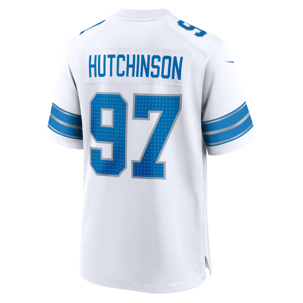 Davalo D.Lions #97 Aidan Hutchinson White Game Stitched Jerseys