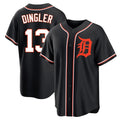 Davalo D.Tigers #13 Dillon Dingler Player Black Fashion Out Home Game Stitched Jerseys