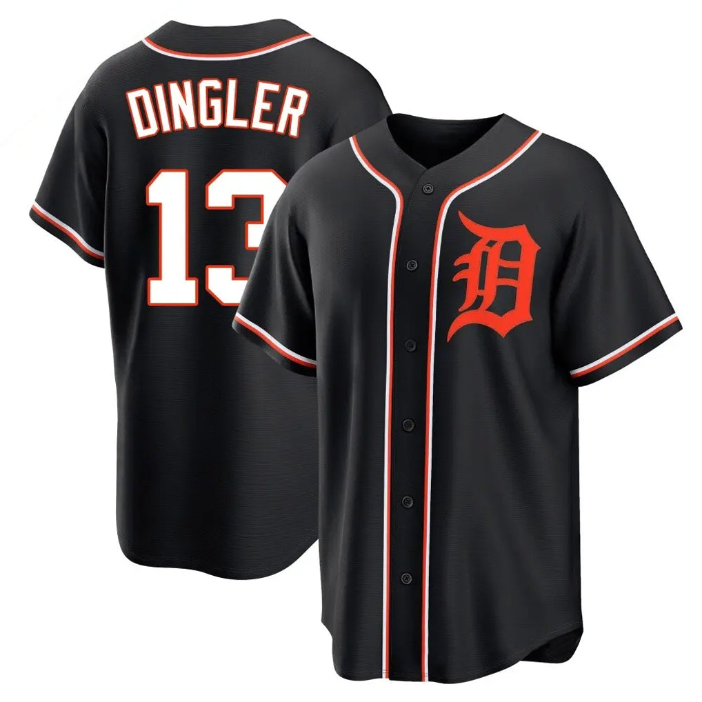 Davalo D.Tigers #13 Dillon Dingler Player Black Fashion Out Home Game Stitched Jerseys