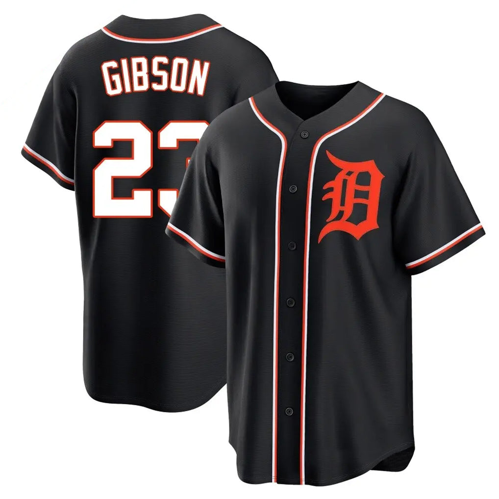 Davalo D.Tigers #23 Kirk Gibson Player Black Fashion Out Home Game Stitched Jerseys