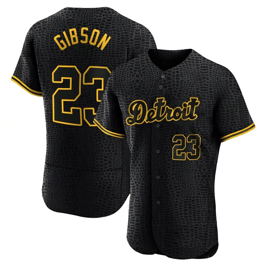 Davalo D.Tigers #23 Kirk Gibson Player Black Snake Skin City Limited Elite Home Stitched Jerseys
