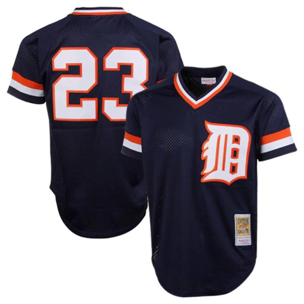 Davalo D.Tigers #23 Kirk Gibson Player Mitchell & Ness Navy 1984 Mesh Batting Practice  T-shirt Stitched Jerseys