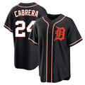 Davalo D.Tigers #24 Miguel Cabrera Player Black Fashion Out Home Game Stitched Jerseys
