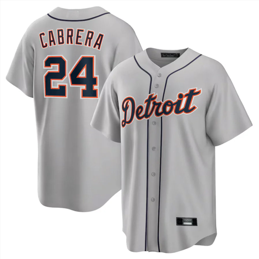 Davalo D.Tigers #24 Miguel Cabrera Player Gray Home Game Stitched Jerseys
