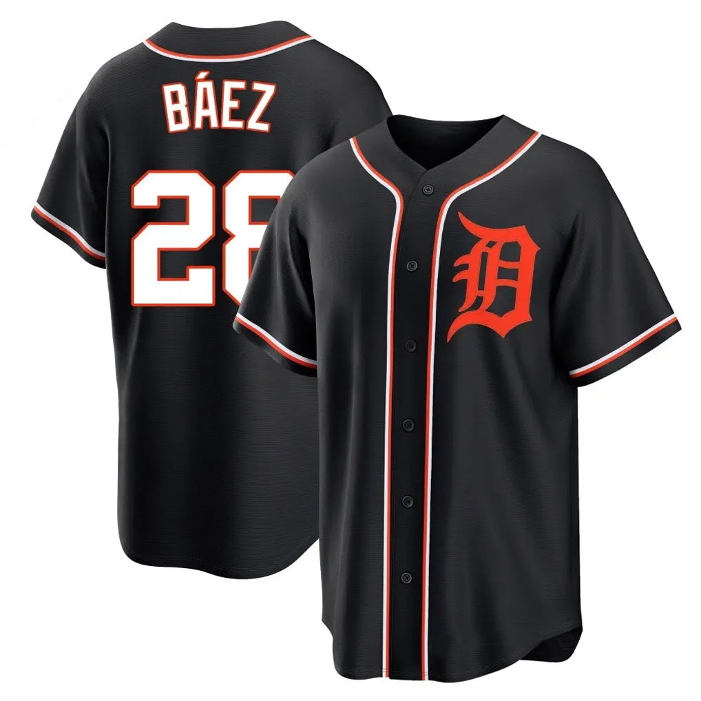 Davalo D.Tigers #28 Javier B¡§¡éez Player Black Fashion Out Home Game Stitched Jerseys