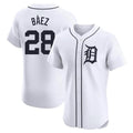 Davalo D.Tigers #28 Javier B¡§¡éez Player White Limited Elite Home Stitched Jerseys