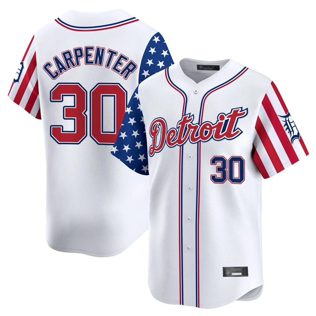 Davalo D.Tigers #30 Kerry Carpenter Player White Independence Day Vapor Premier Limited Stitched Jerseys