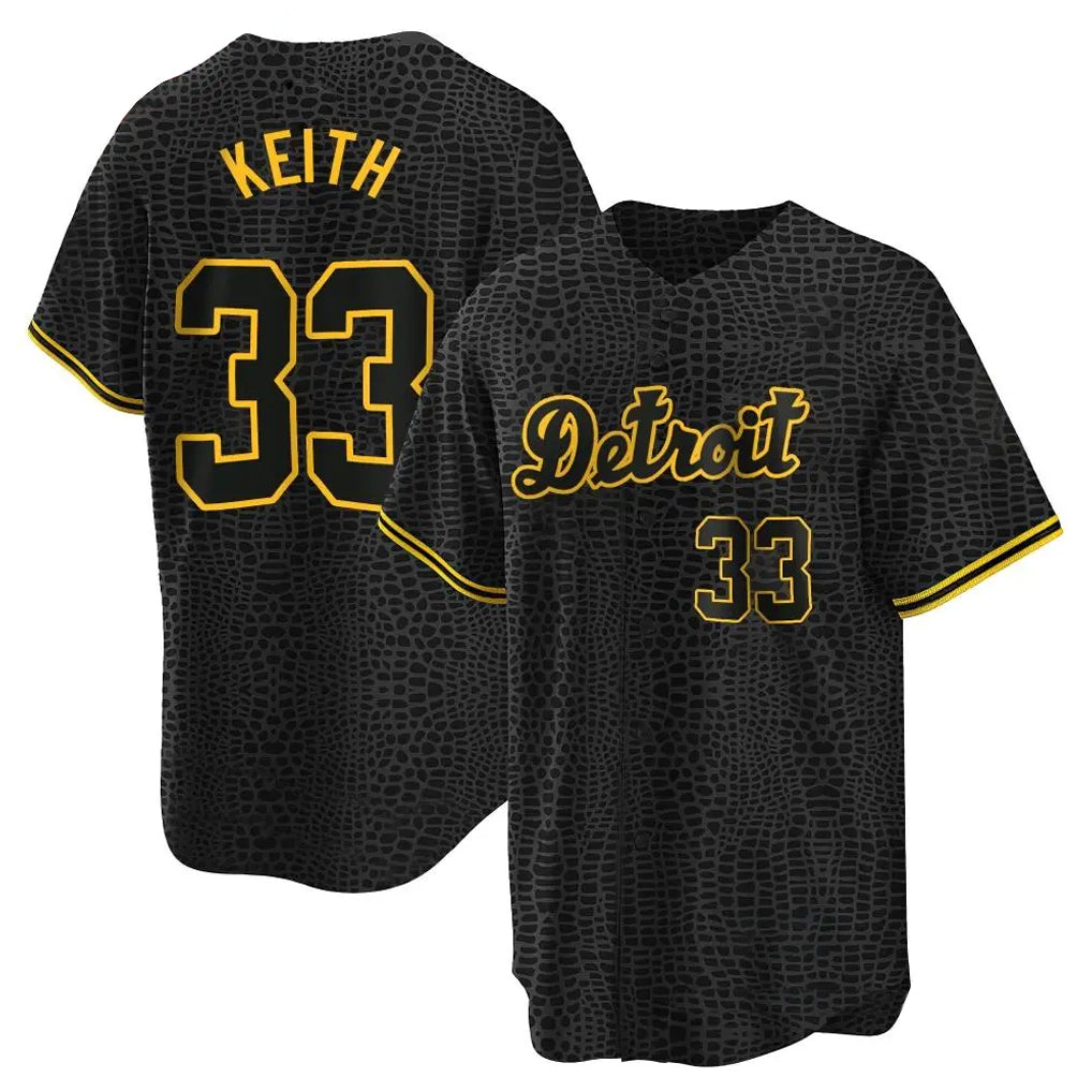 Davalo D.Tigers #33 Colt Keith Player Black Snake Skin City Home Game Stitched Jerseys
