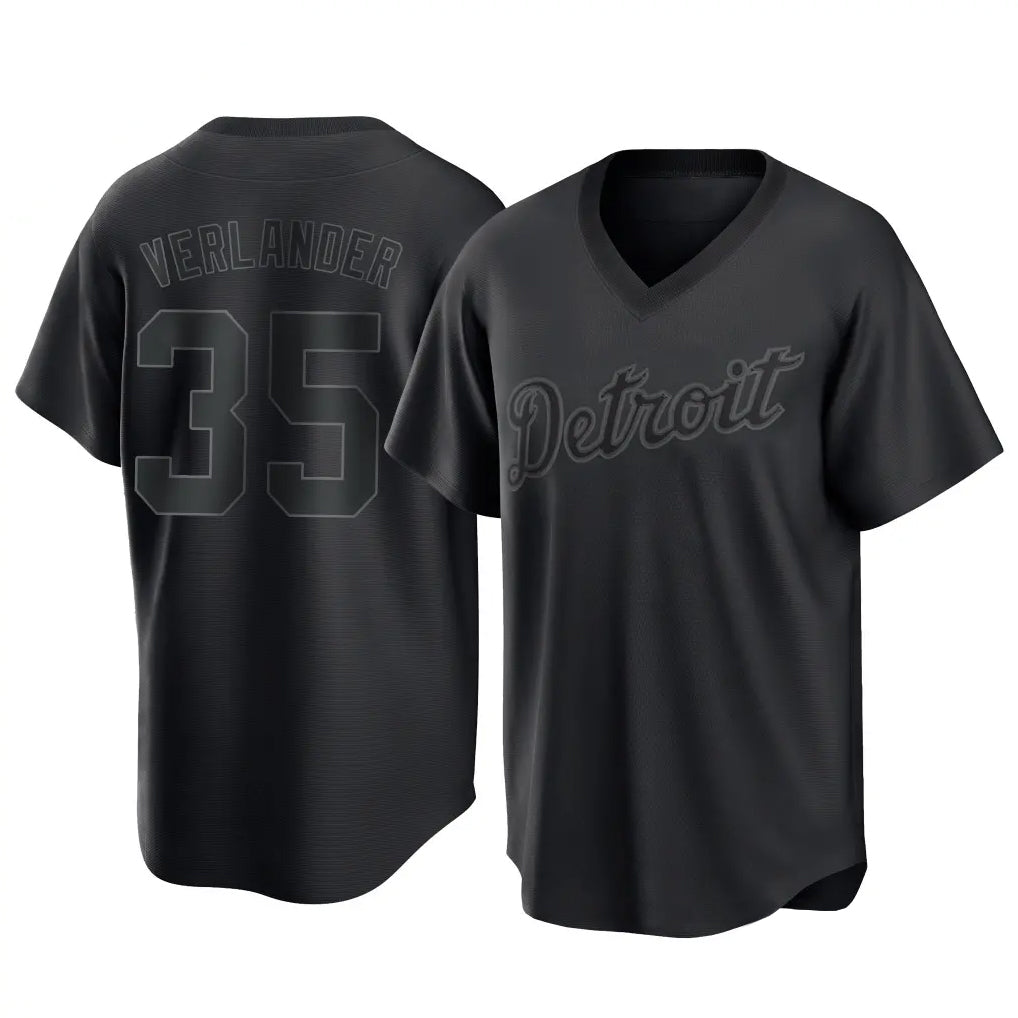 Davalo D.Tigers #35 Justin Verlander Player Black T-shirt Home Game Stitched Jerseys