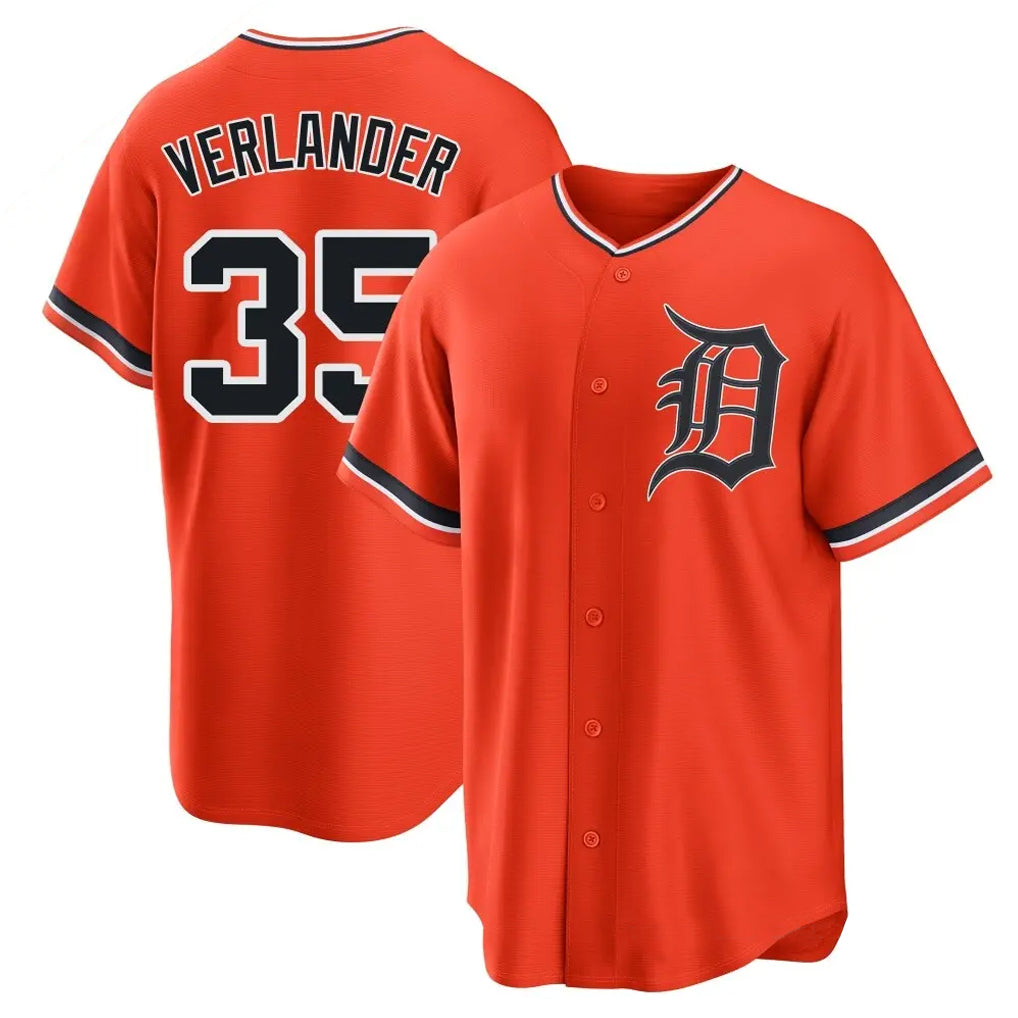 Davalo D.Tigers #35 Justin Verlander Player Orange Home Game Stitched Jerseys