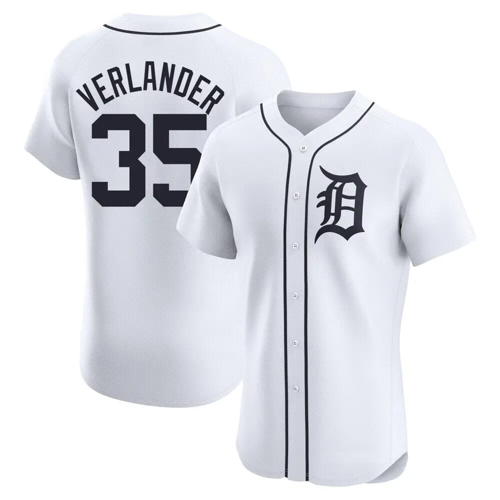 Davalo D.Tigers #35 Justin Verlander Player White Limited Elite Home Stitched Jerseys