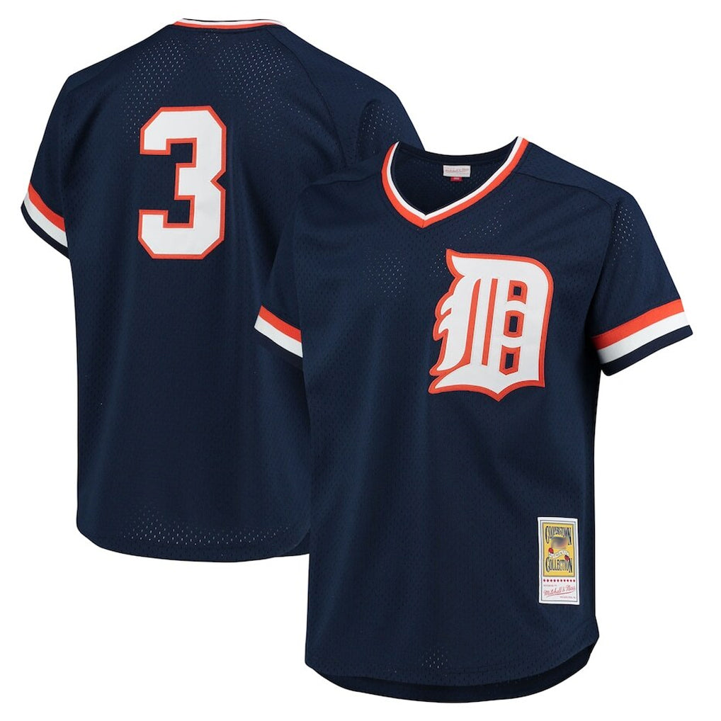 Davalo D.Tigers #3 Alan Trammell Player Mitchell & Ness Navy 1984 Mesh Batting Practice  T-shirt Stitched Jerseys