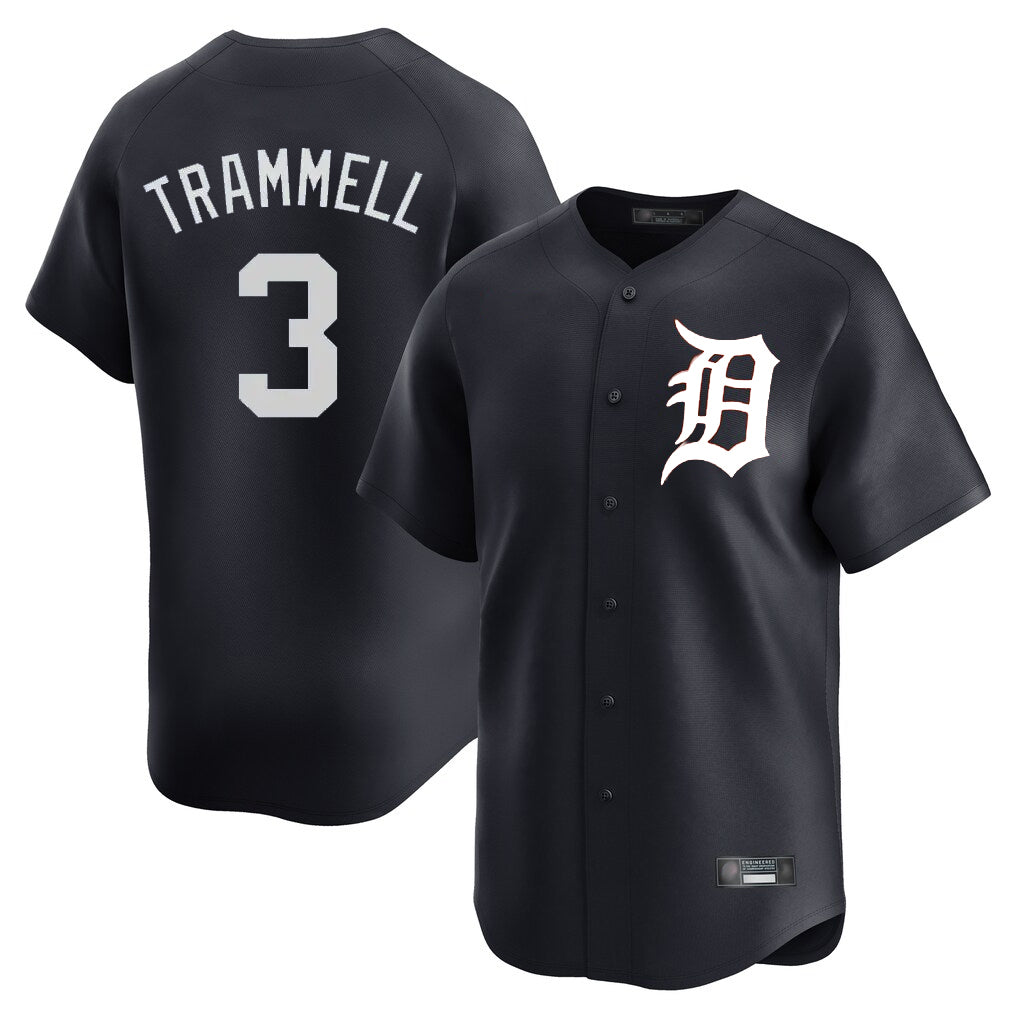 Davalo D.Tigers #3 Alan Trammell Player Navy Home Limited Game Stitched Jerseys