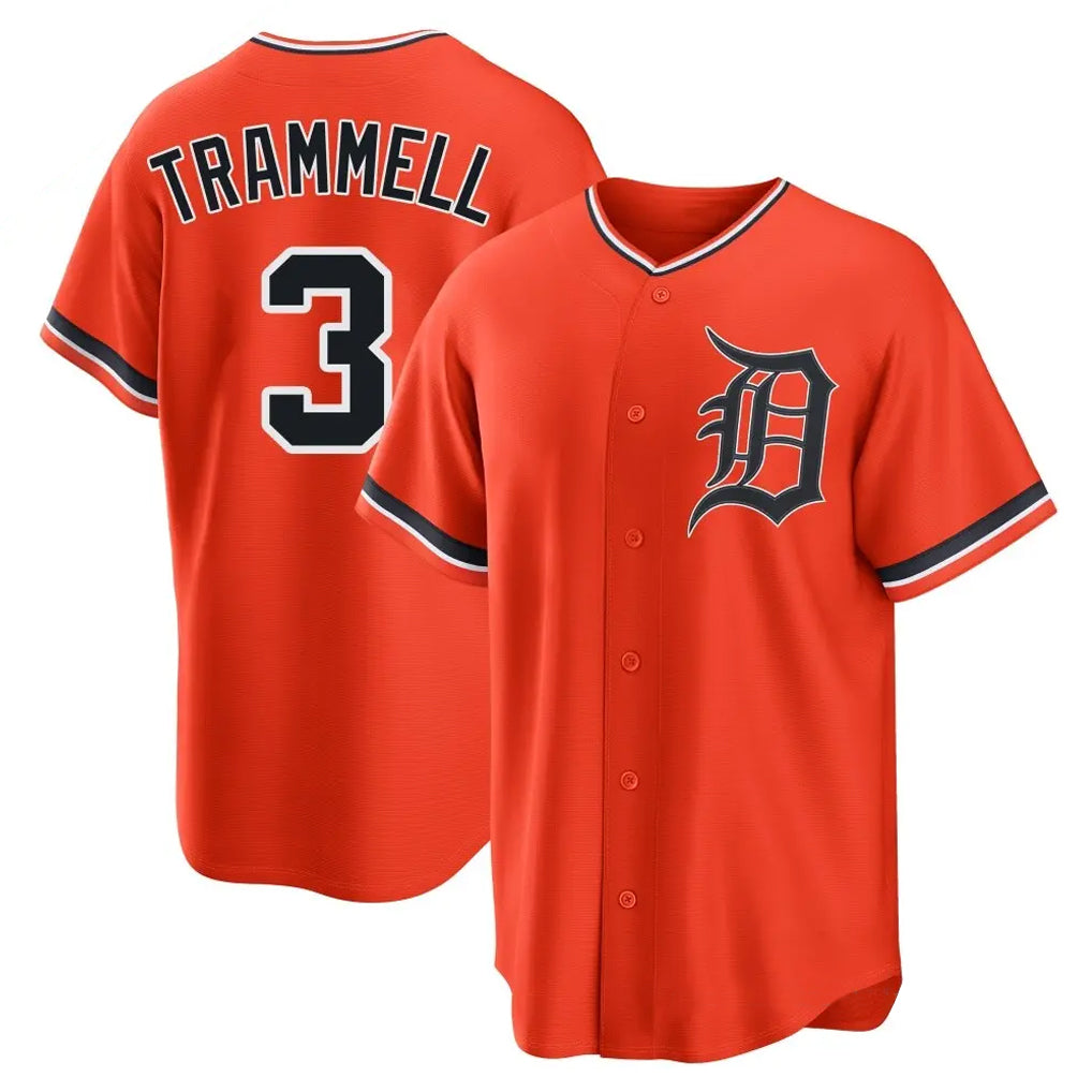 Davalo D.Tigers #3 Alan Trammell Player Orange Home Game Stitched Jerseys