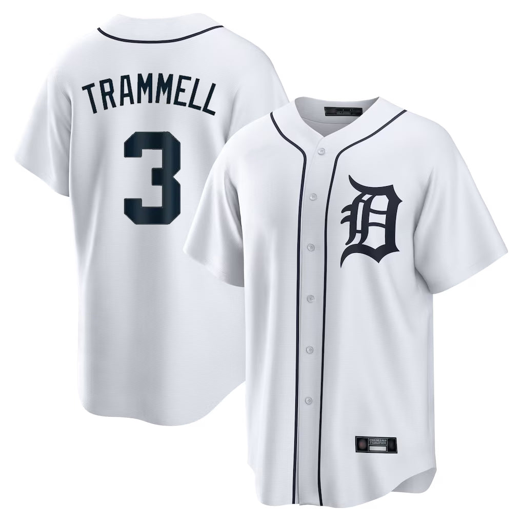 Davalo D.Tigers #3 Alan Trammell Player White Home Game Stitched Jerseys