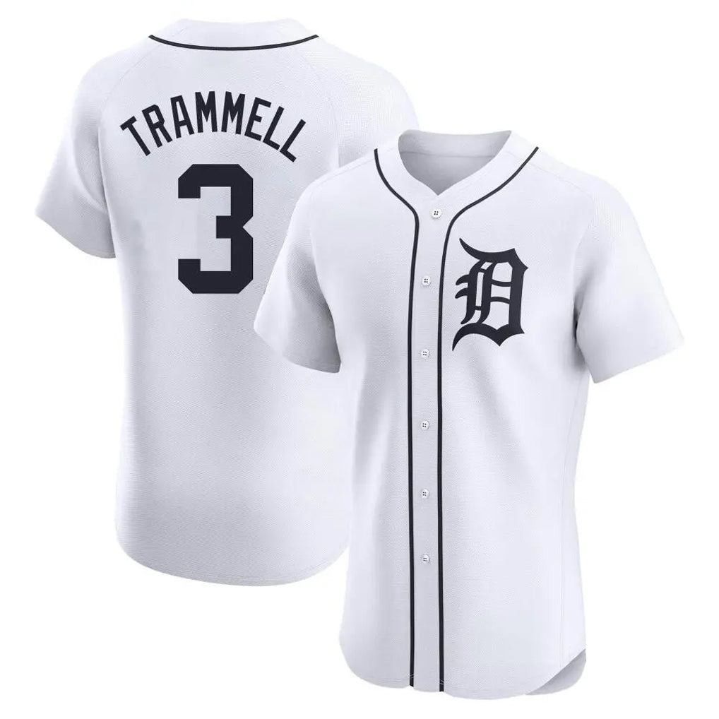 Davalo D.Tigers #3 Alan Trammell Player White Limited Elite Home Stitched Jerseys