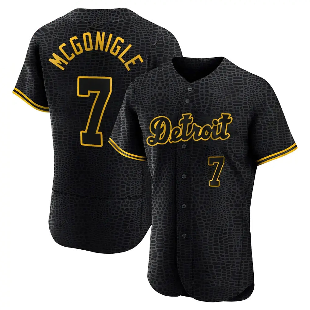 Davalo D.Tigers #7 Kevin McGonigle Player Black Snake Skin City Limited Elite Home Stitched Jerseys