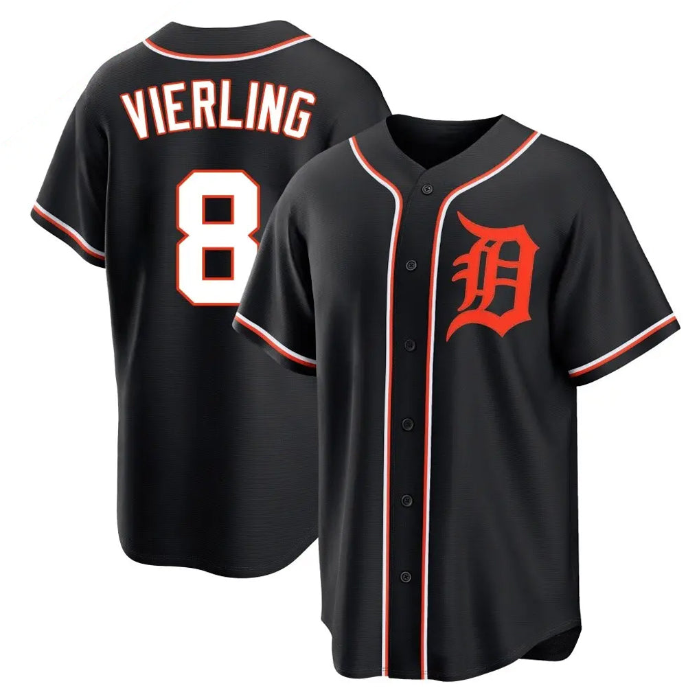 Davalo D.Tigers #8 Matt Vierling Player Black Fashion Out Home Game Stitched Jerseys