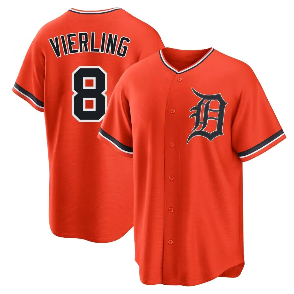 Davalo D.Tigers #8 Matt Vierling Player Orange Home Game Stitched Jerseys