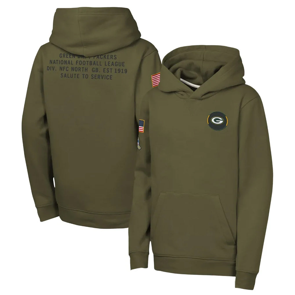 Davalo GB.Packers Olive Salute to Service Pullover Hoodies Limited Blank Player Stitched Jerseys