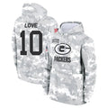 Davalo GB.Packers #10 Jordan Love Player Arctic Camo Salute To Service Hoodies Game Stitched Jerseys