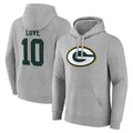 Davalo GB.Packers #10 Jordan Love Player Gray Pullover Hoodie Game Stitched Jerseys