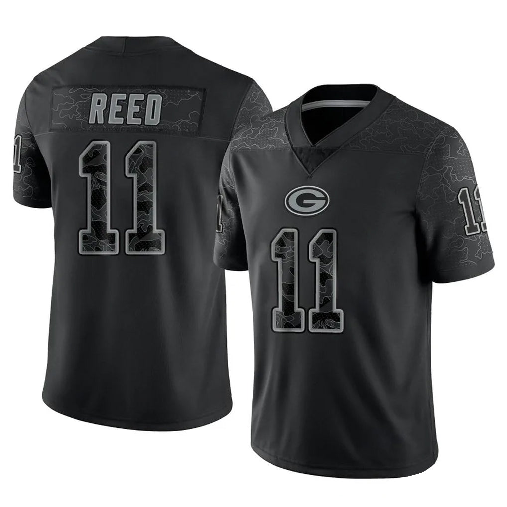 Davalo GB.Packers #11 Jayden Reed Player Black Reflective Limited Home Game Stitched Jerseys