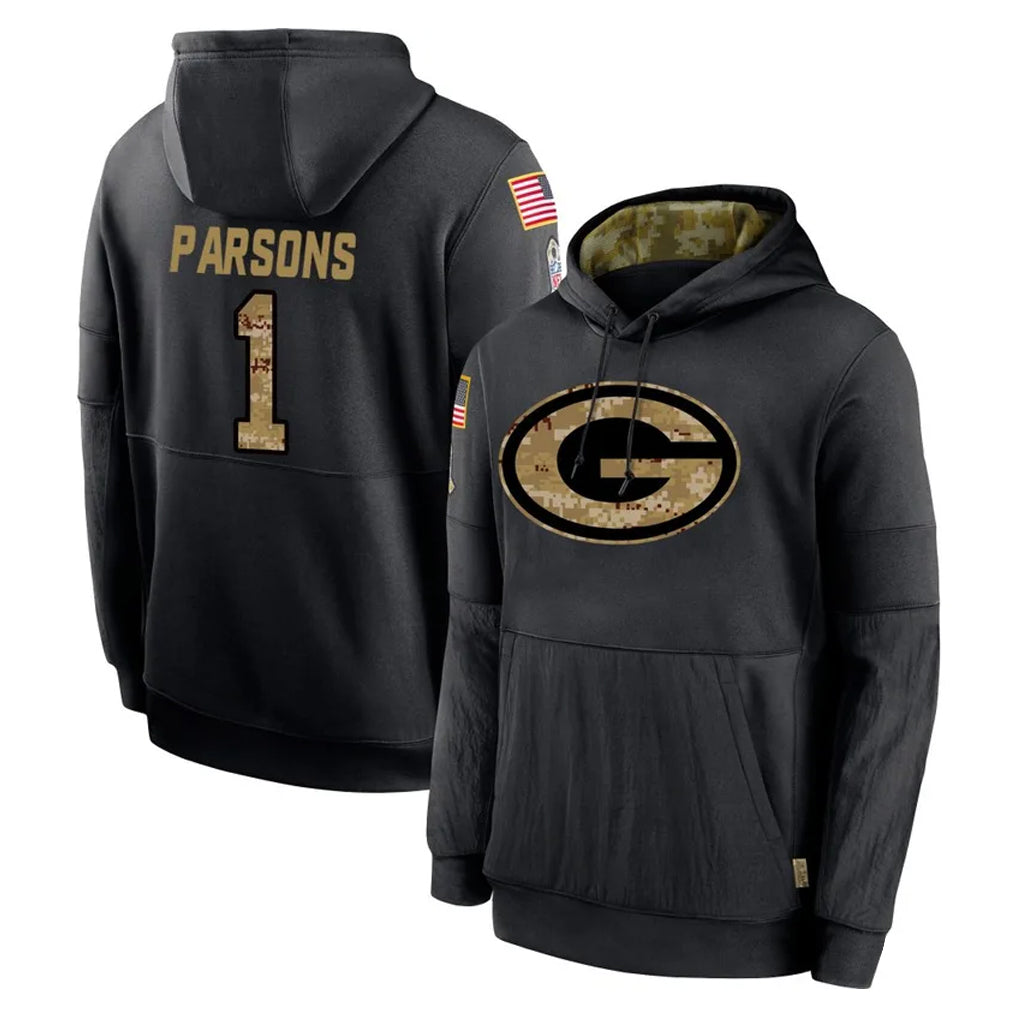 Davalo GB.Packers #1 Micah Parsons Player Black Salute to Service Hoodies Limited Game Stitched Jerseys