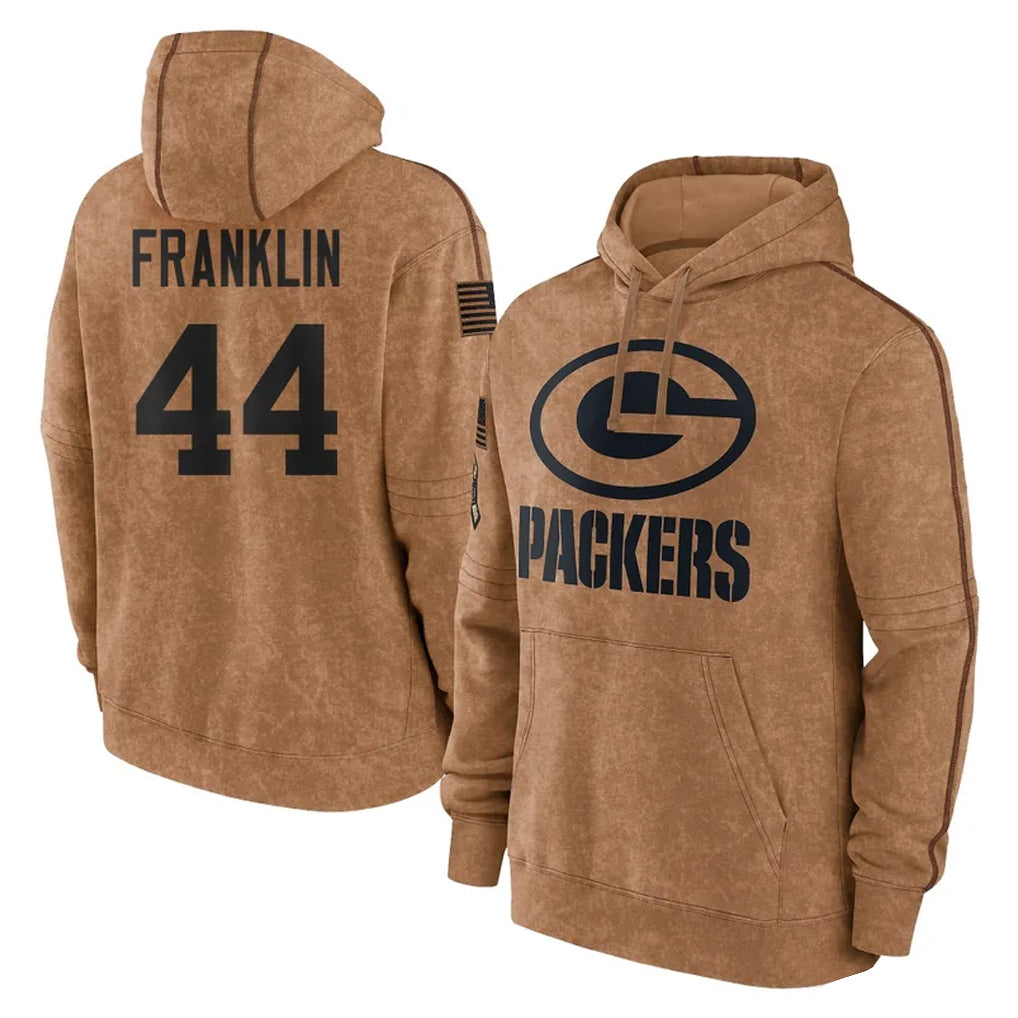 Davalo GB.Packers #44 Zaire Franklin Player Brown Salute to Service Hoodies Limited Game Stitched Jerseys