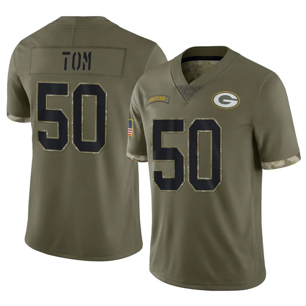 Davalo GB.Packers #50 Zach Tom Player Olive Salute To Service Limited Stitched Jerseys